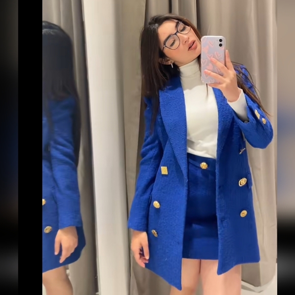 ZARA TWEED  TEXTURED  BLAZER DRESS SIZE S - Picture 10 of 15